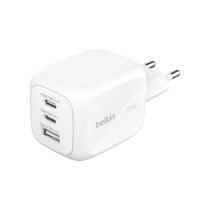 BELKIN Charger Sector GaN 3 Ports 70W With Travel Adapters (White)
