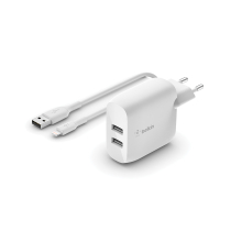 BELKIN Charger 24W + Lightning Cable (2 USB-A) (White)