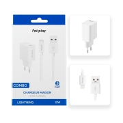 FAIRPLAY COMBO Charger (12W) + Lightning Cable (1m) (White)